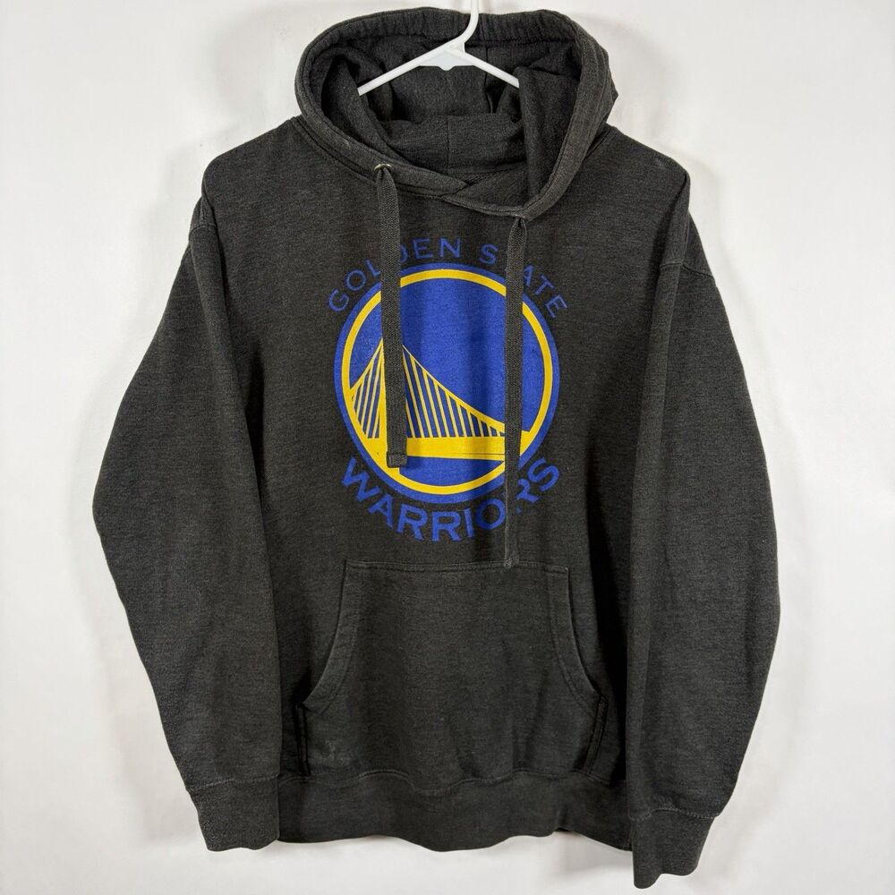 Golden State Warriors Hoodie Mens Medium Gray Cotton Heritage Drawstring NBA